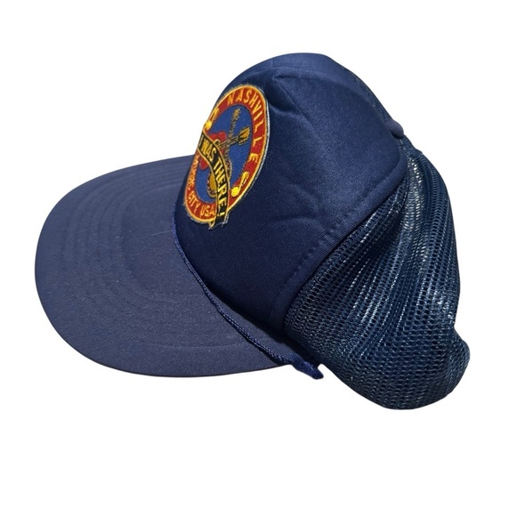 Vintage Nashville Trucker Hat I Was There Music City Patch Blue Snapback Cap - Picture 3 of 5